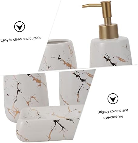 LIFKOME 3-Piece Marble Bathroom Organizer for Soap Toothbrush