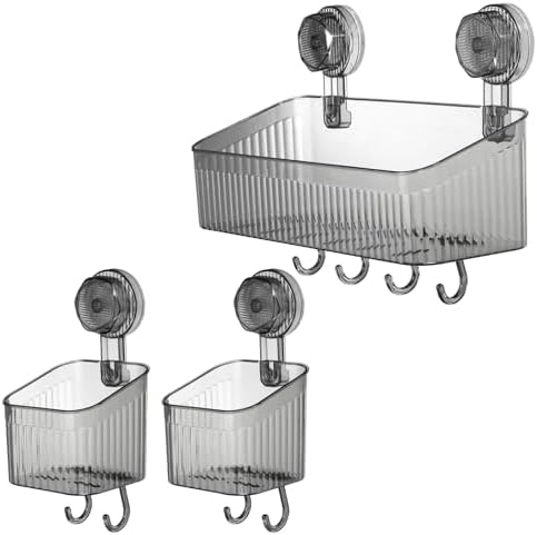 3-Piece Durable Suction Cup Organizer Set Perfect for Bathroom Kitchen