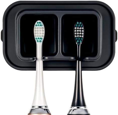 ONUCP Silicone Suction Toothbrush Holder 2-Slot Wall Mounted Bathroom Organizer