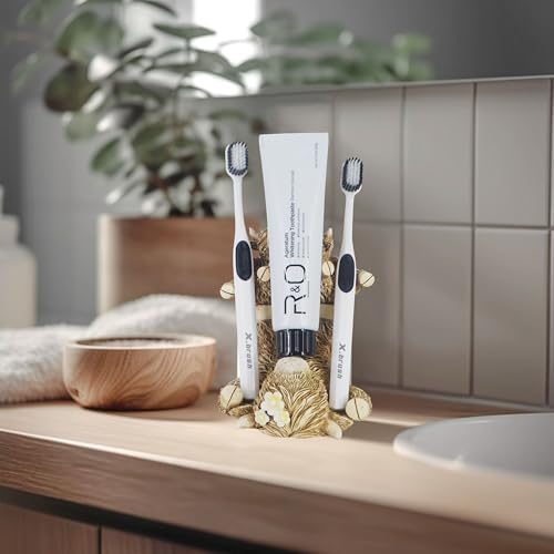 5-Inch Resin Toothbrush Holder with Antique Carved Design