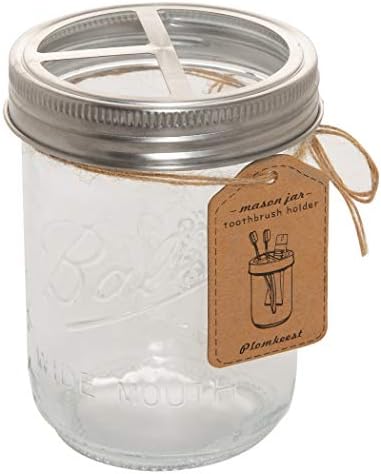 Plomkeest 16 Oz Mason Jar Toothbrush Holder