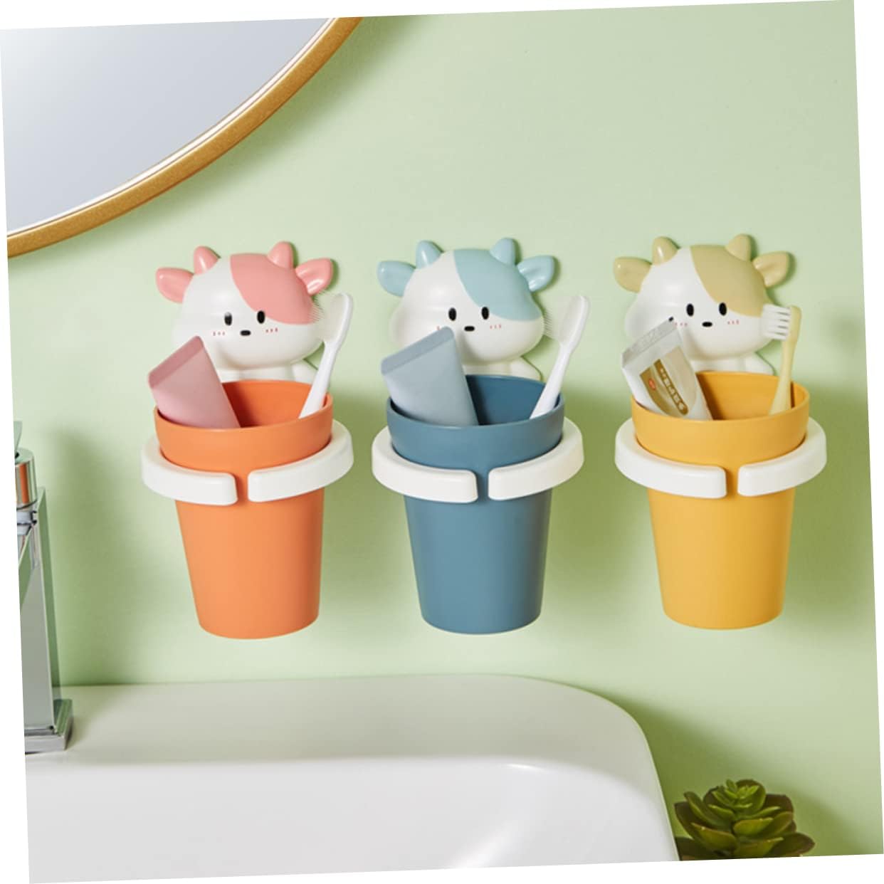 Cartoon Gargle Toothbrush Holder Wall-Mounted and Safe