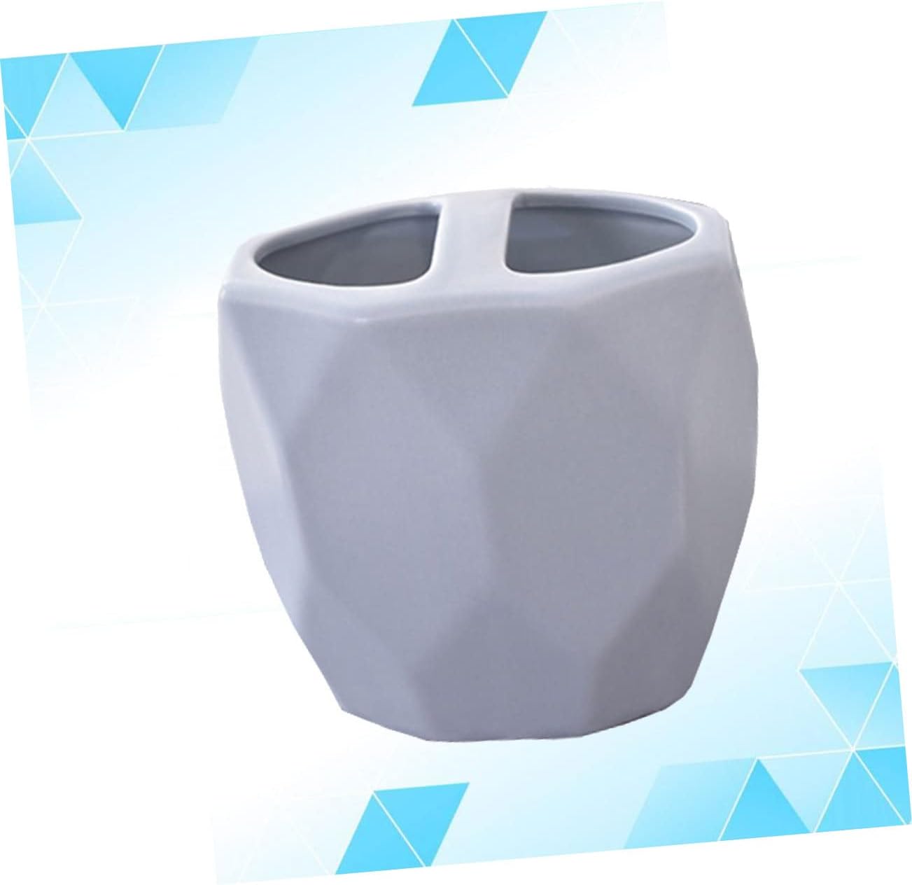UNO-NATURAL Ceramic Toothbrush Holder with Artistic Design for Bathroom Organization Blue