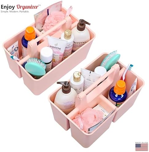 Enjoy Organizer Portable Plastic Shower Caddy 3 Compartments 4 Pack