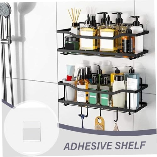 U-Shape Adhesive Shower Caddy with Replacement Stickers for Bathroom Kitchen Space