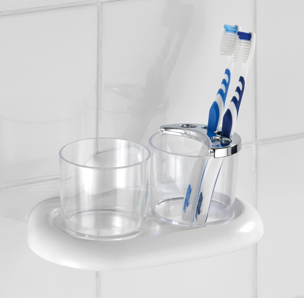 Pure Plastic Tumbler Set and Toothbrush Holder 20x10x12 cm White