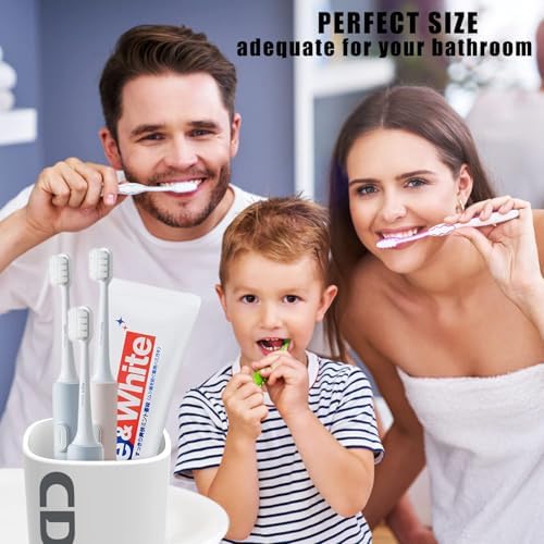 2-Pack Toothbrush Cup Holder 300ml Unbreakable ABS Plastic Bathroom Organizer - White 1