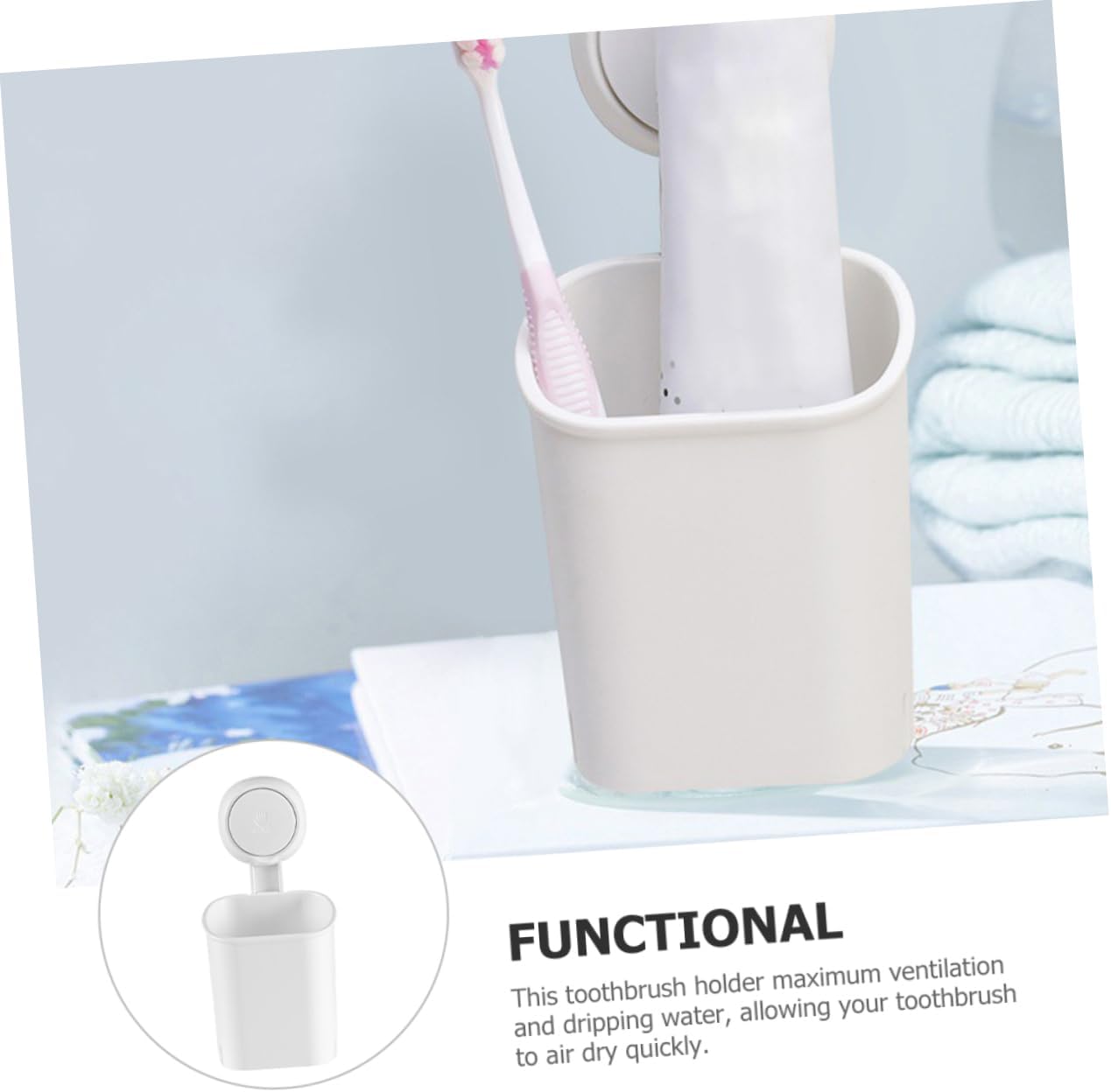 Wall Mounted Suction Cup Toothbrush Holder with Drainage 1