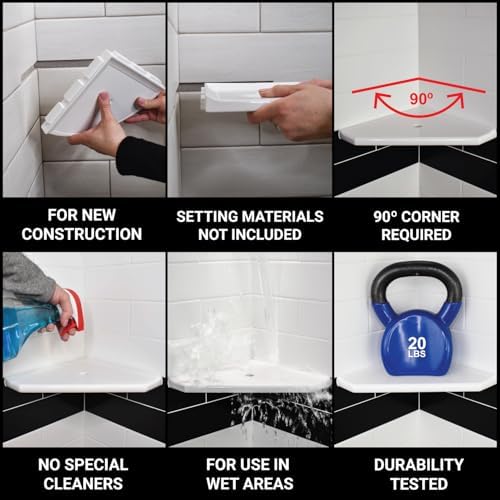 Questech 10 Incher Corner Shower Shelf Lugged