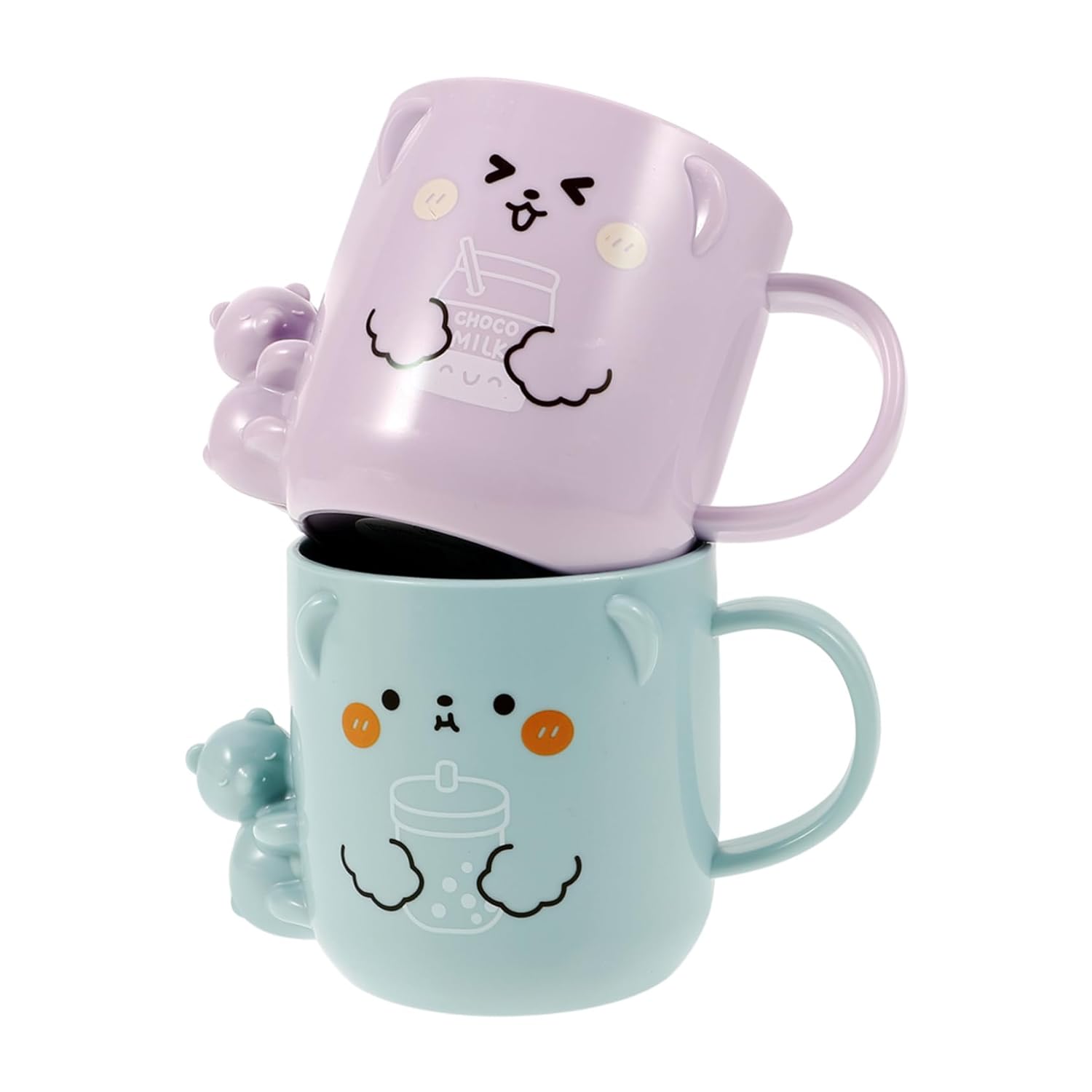 MAGICLULU Simple Mouthwash Cups for Kids 2 Pcs 3D Bear Design