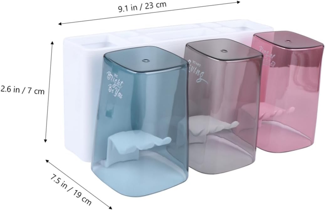 CIIEEO 3 Toothbrush Holder Set White - Mountable Toothpaste Cup Storage Rack