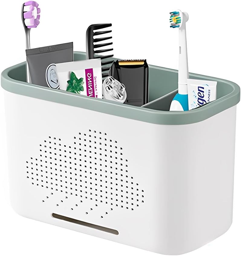 3 Slots Toothbrush Holder with Drainage and Storage