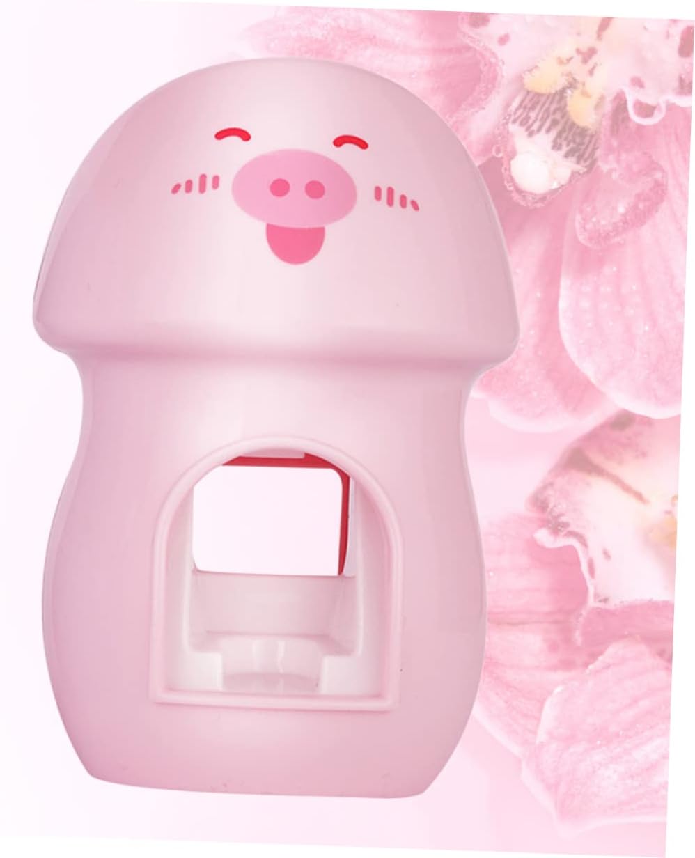 LIFKOME Pink Wall Mounted Toothbrush Holder with Automatic Toothpaste Squeezer