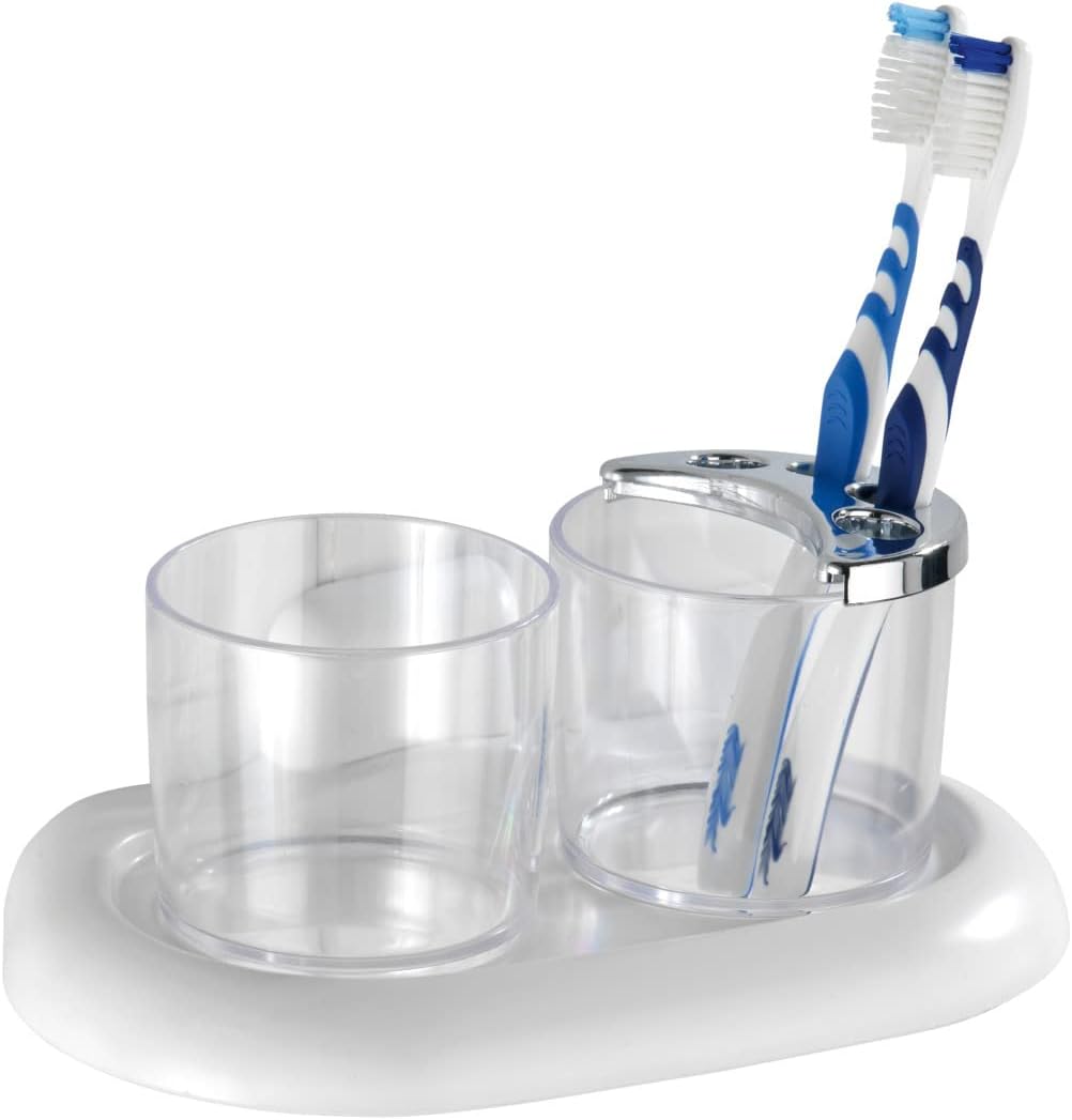 Pure Plastic Tumbler Set and Toothbrush Holder 20x10x12 cm White