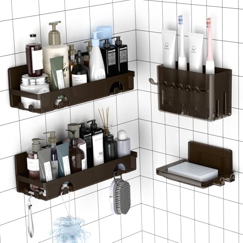 4 Pack Shower Caddy with Adhesive Mount and Storage Holders