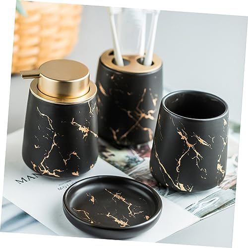 Elegant Bathroom Set - Toiletry Cup Dispenser Toothbrush Holder