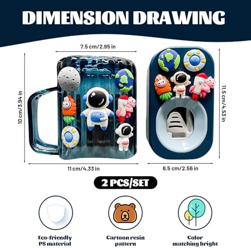Space-Themed Wall Toothbrush Holder for Kids