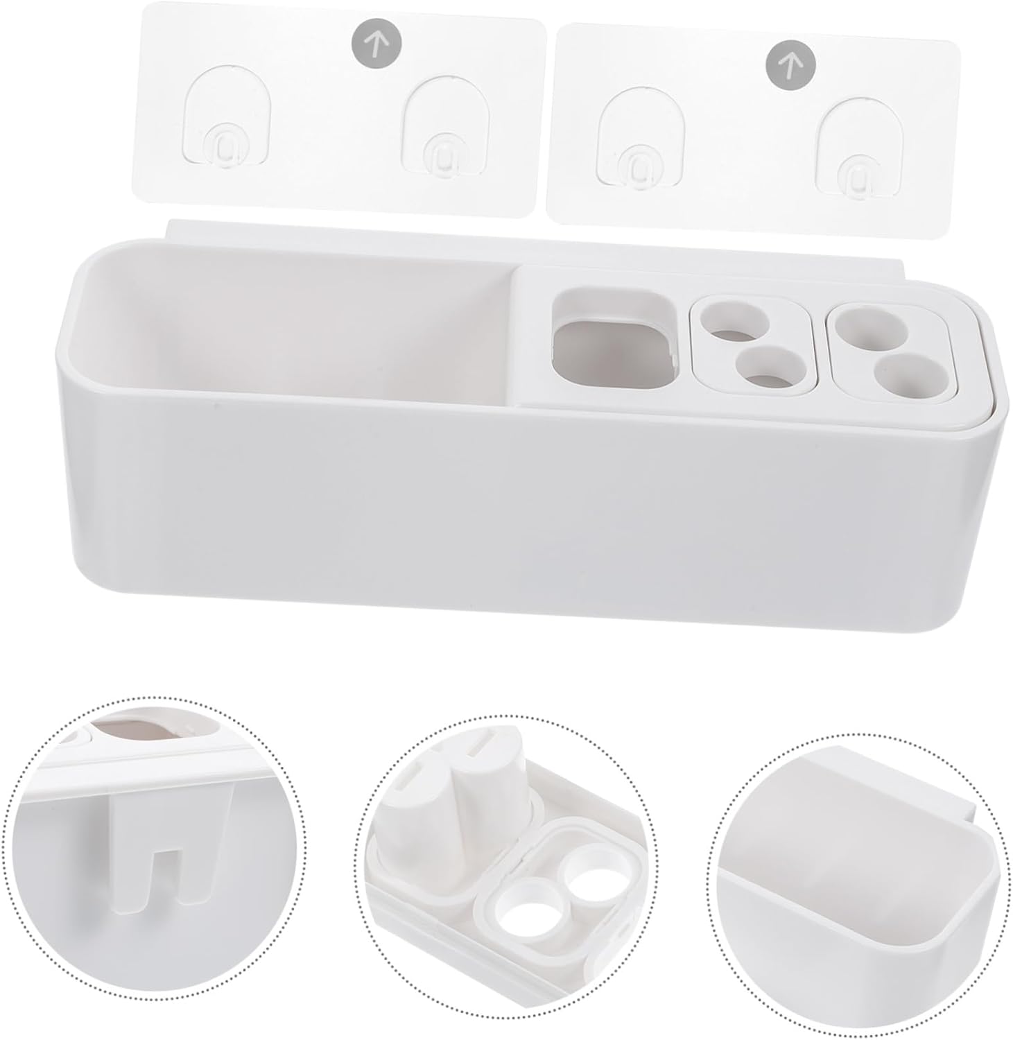 Holidoyo Toothbrush Holder Wall Mount Organizer No Drilling Strong Adhesive