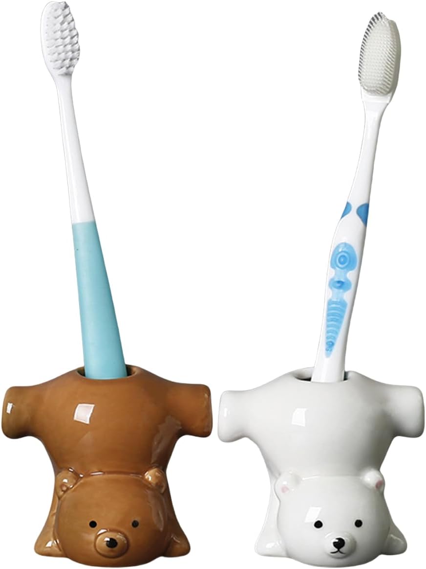 Two Funny Bear Toothbrush Holders