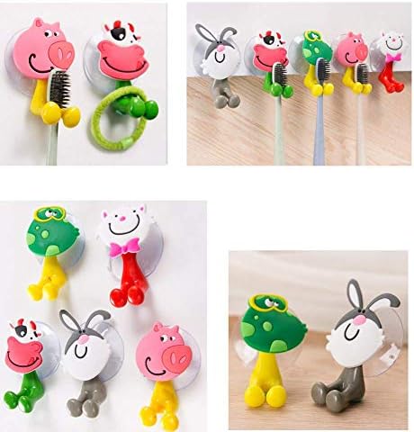 5PCS Cute Cartoon Animal Toothbrush Holders Wall-Mounted Set for Kids