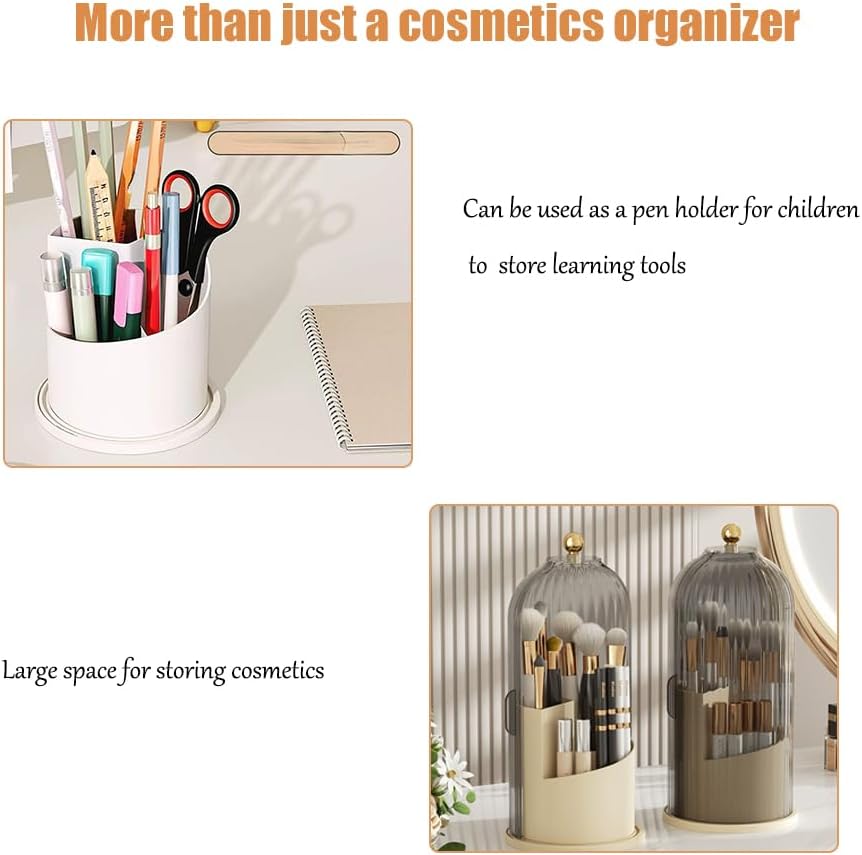 Makeup Brush Holder Organizer with Lid and Toothbrush Holders Green
