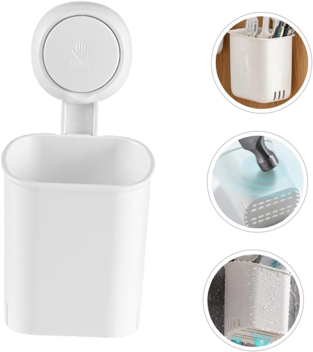 Wall Mounted Suction Cup Toothbrush Holder with Drainage 1