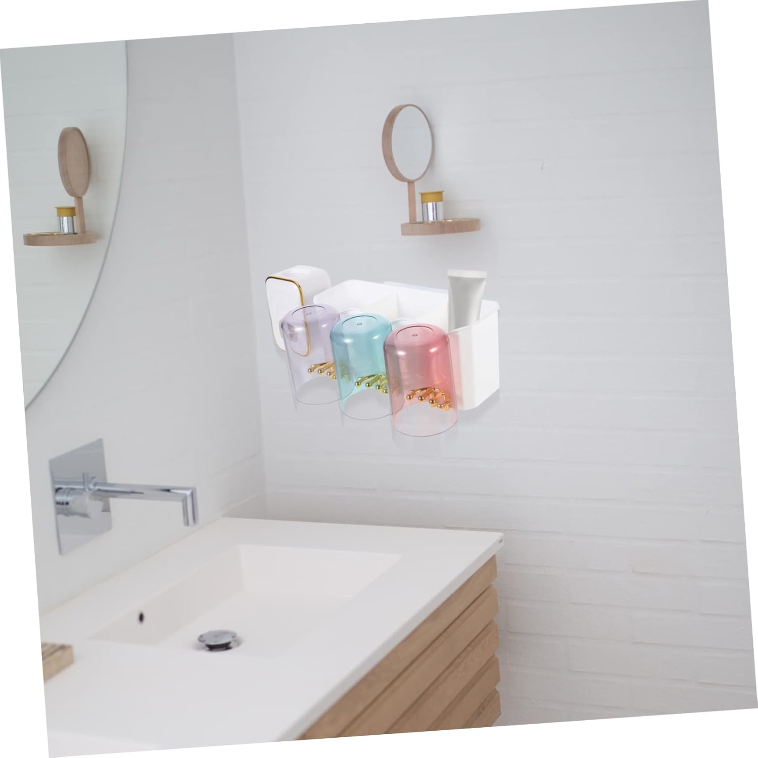 Space-Saving Wall-Mounted Toothbrush Toothpaste Organizer for Bathroom