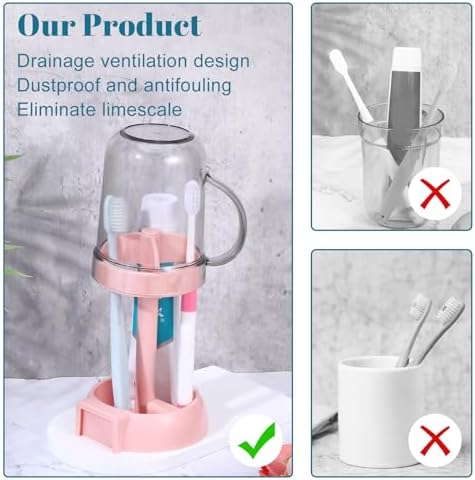 Stylish Pink Toothbrush Holder with 3 Slots