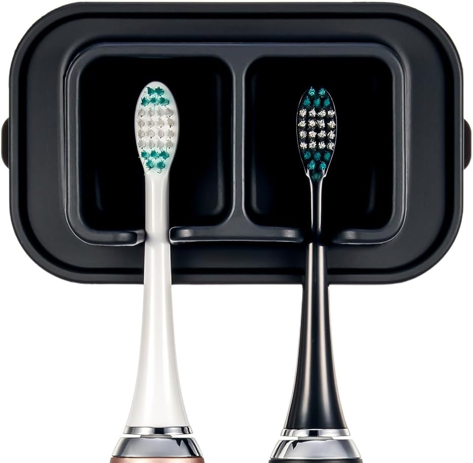ONUCP Silicone Suction Toothbrush Holder 2-Slot Wall Mounted Bathroom Organizer