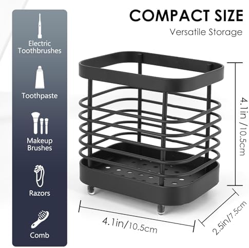 Stainless Steel Wall Mount Toothbrush Holder Rust-Proof Space-Saving
