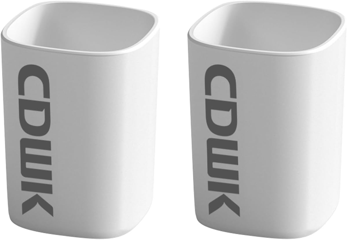 2-Pack Toothbrush Cup Holder 300ml Unbreakable ABS Plastic Bathroom Organizer - White 1