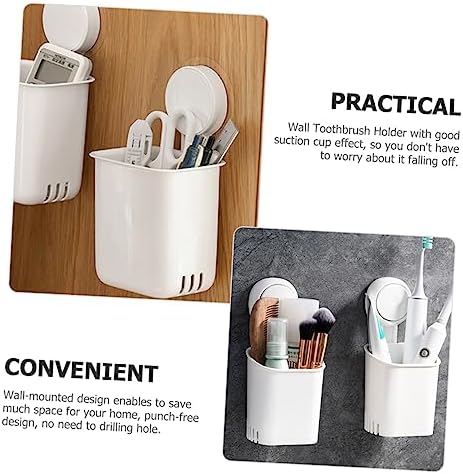 Amosfun Suction Cup Toothbrush Holder Wall Mount No Drill