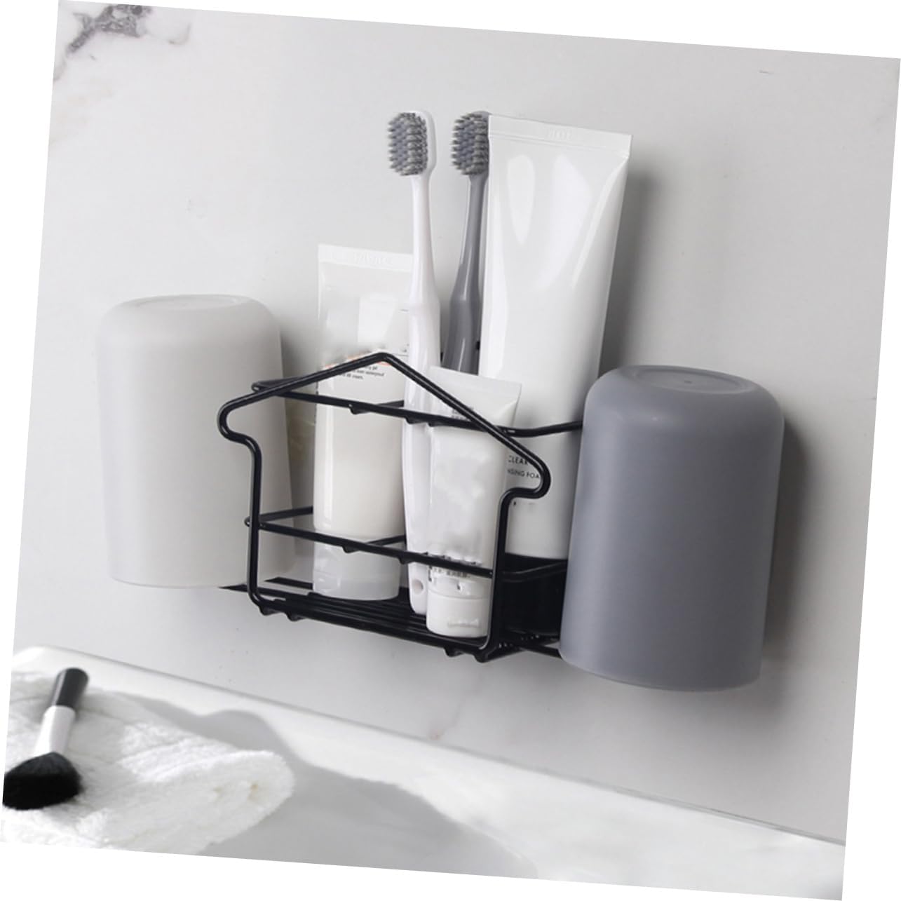 Ciieeo Wall Mounted Toothbrush Holder Shampoo Storage Stand