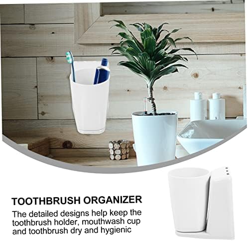 1 Set Wall Mounted Toothbrush Holder with Cup and Comb Stand