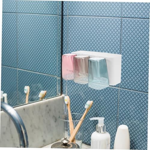 Bathroom Toothbrush Holder Set With 3 Cups And Toothpaste Rack