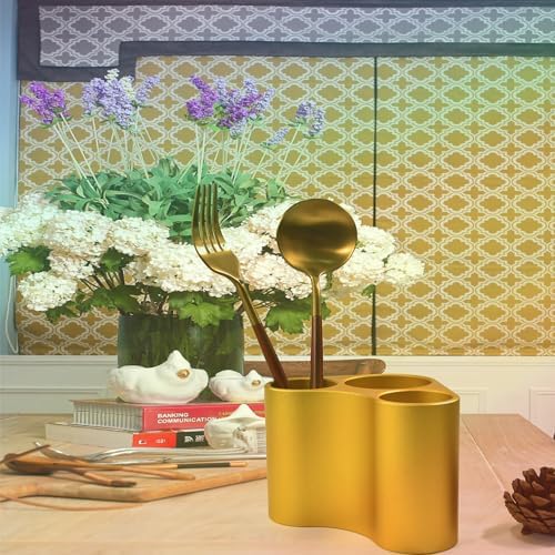 Gold Tone Metal Bathroom Toothbrush Organizer
