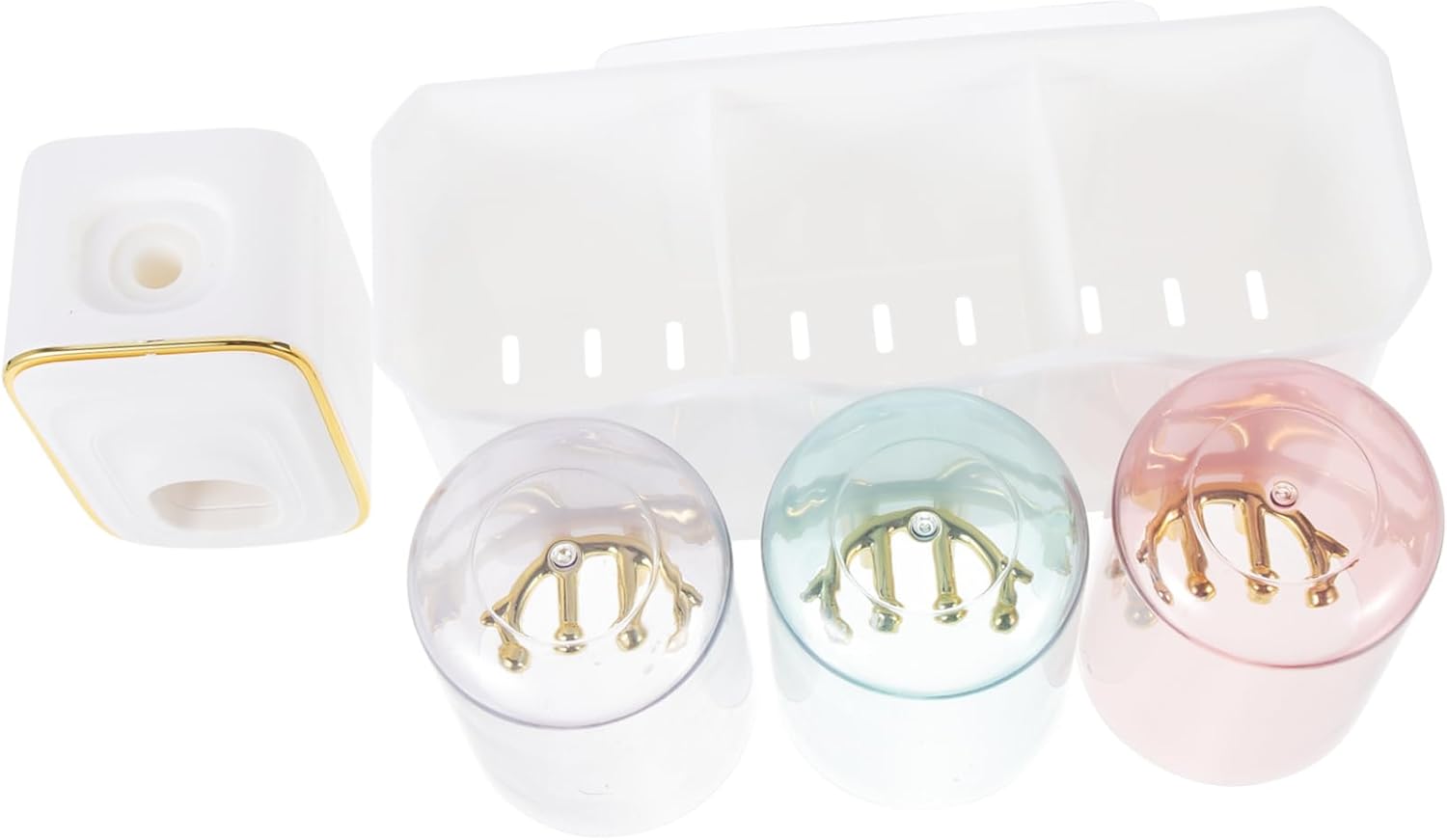 Wall Mounted Toothbrush Holder with Toothpaste Dispenser
