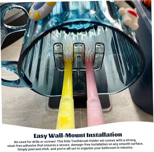 Creative kids toothbrush holder set with mouthwash cup cosmonaut-themed bathroom organizer