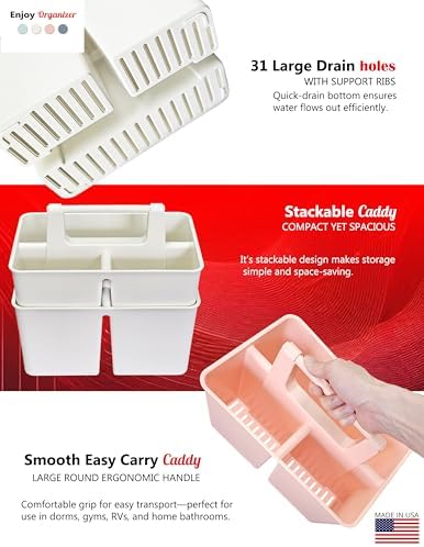 12-Pack Ivory shower caddy organizer with handle compact portable
