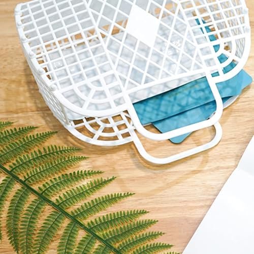 Foldable Plastic Shower Caddy with Handle Portable Multifunctional White Basket