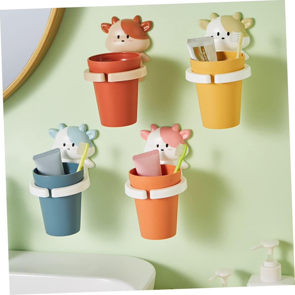Cartoon Cow Toothbrush Cup Holder for Boys