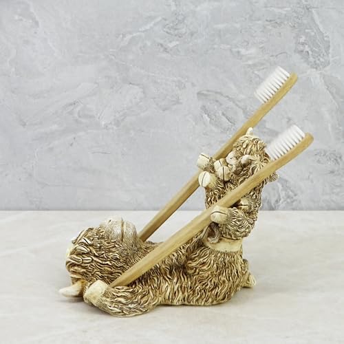 5-Inch Resin Toothbrush Holder with Antique Carved Design