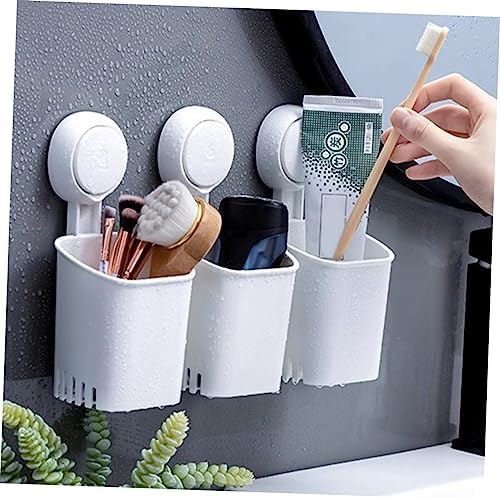 Wall Mounted Toothbrush Holder with Suction Cup and Drainage