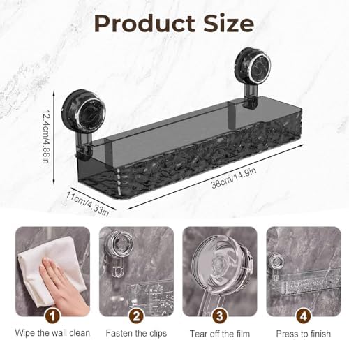 Secure No-Drill Suction Cup Shower Caddy Holder White