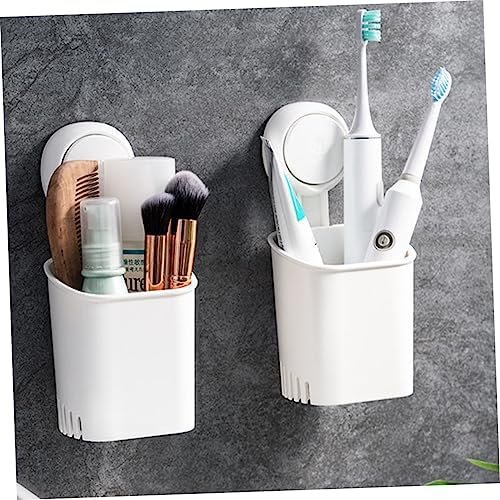 Wall-Mounted Toothbrush Holder Suction Cup Organizer for Bathroom