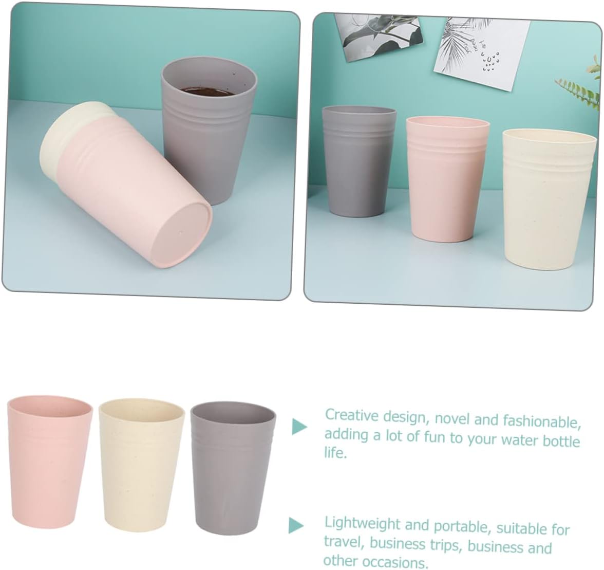 Amosfun Toothbrush Holder Mouthwash Cup Set of 3 Creative Reusable Design