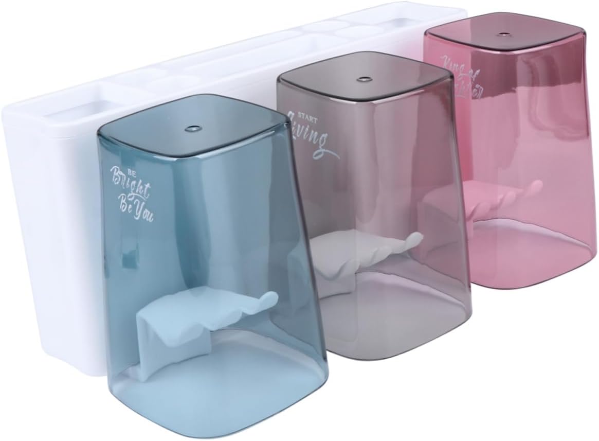 CIIEEO 3 Toothbrush Holder Set White - Mountable Toothpaste Cup Storage Rack
