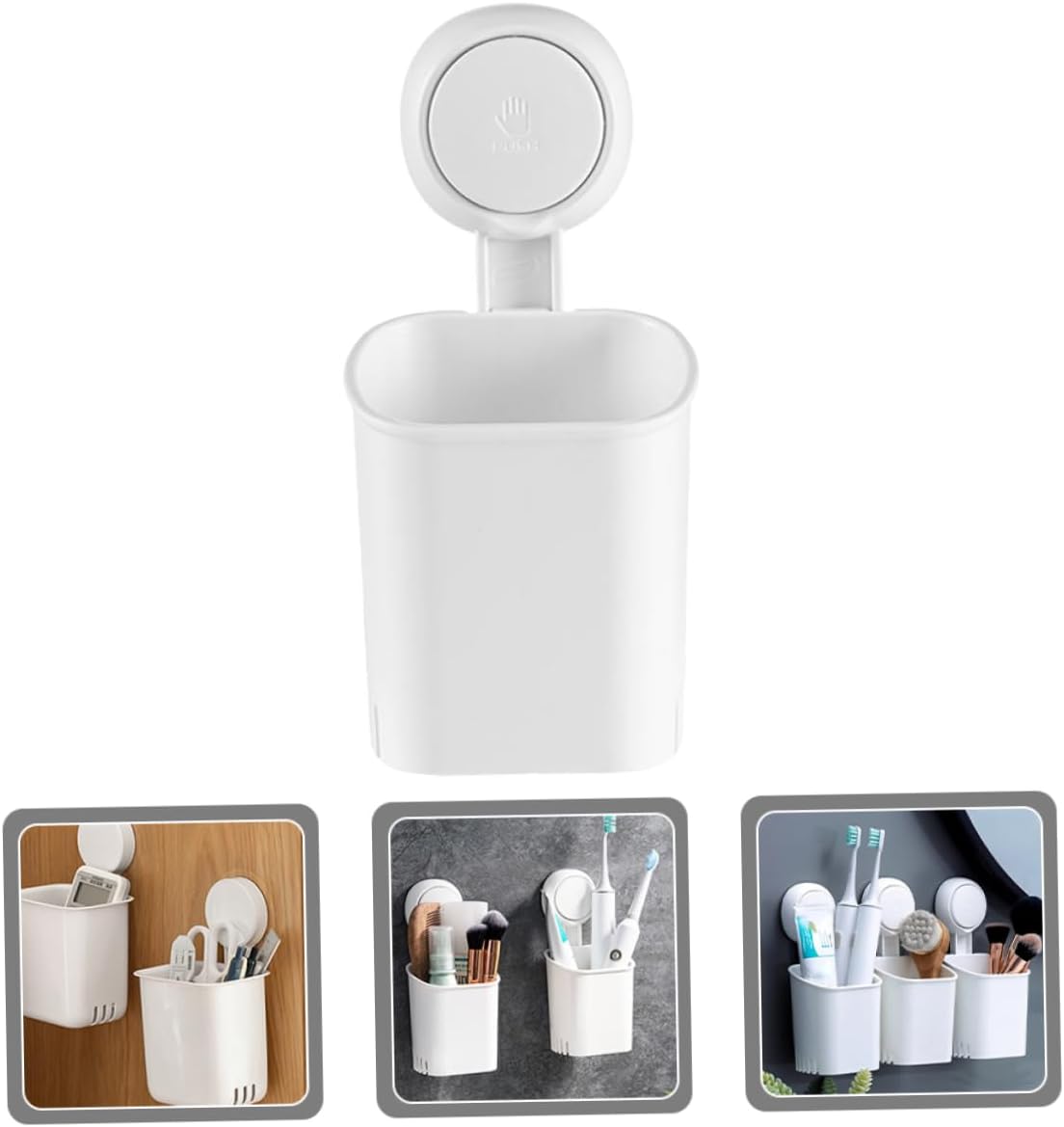 Wall-Mounted Toothbrush Holder Suction Cup Organizer for Bathroom
