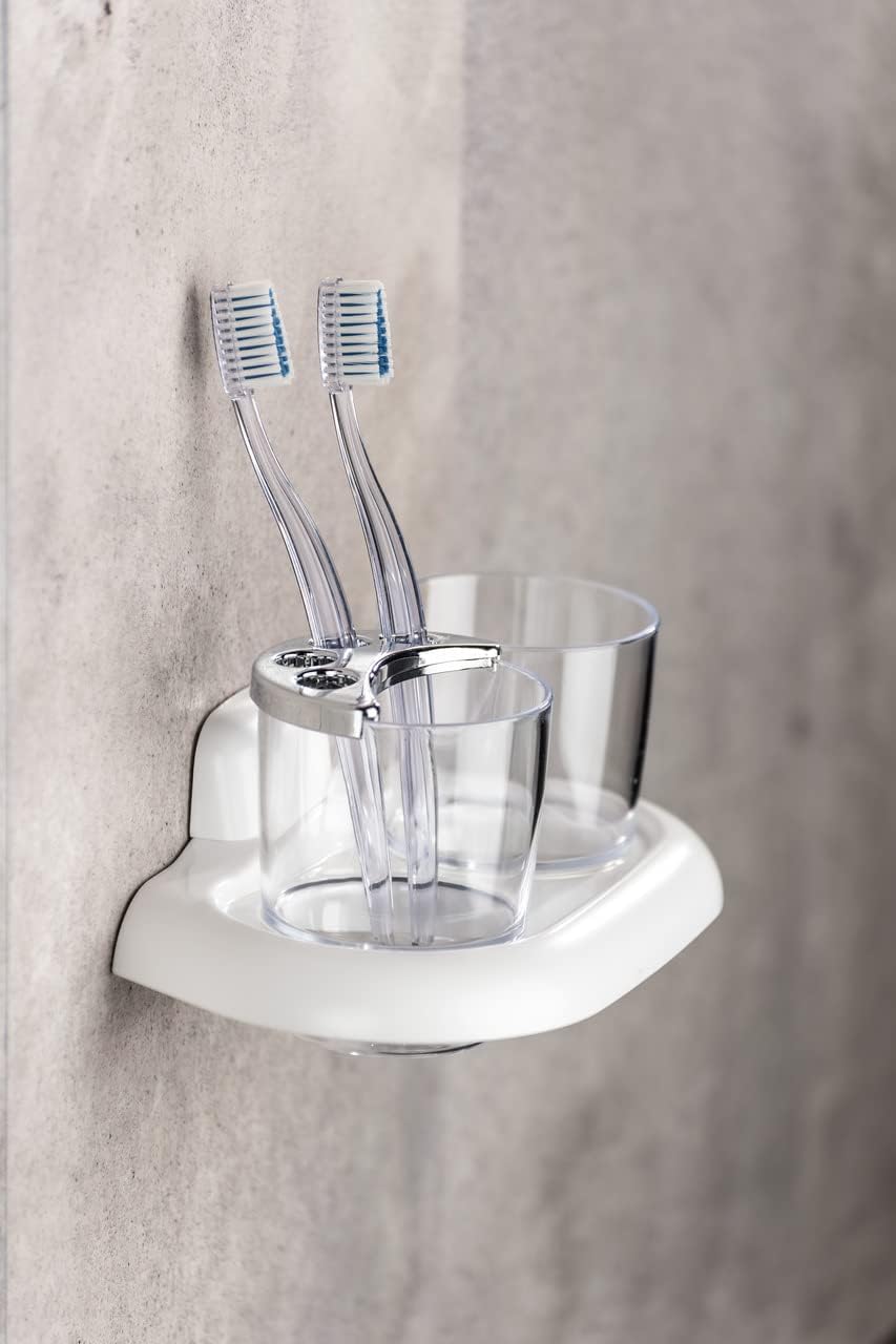 Pure Plastic Tumbler Set and Toothbrush Holder 20x10x12 cm White
