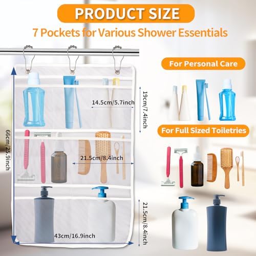 7-Pocket Mesh Shower Organizer for Quick Organization